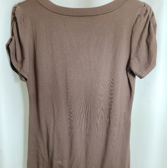 (#437) Unbranded Brown V-Neck Cuffed Sleeve Shirt Size Medium - Picture 8 of 11
